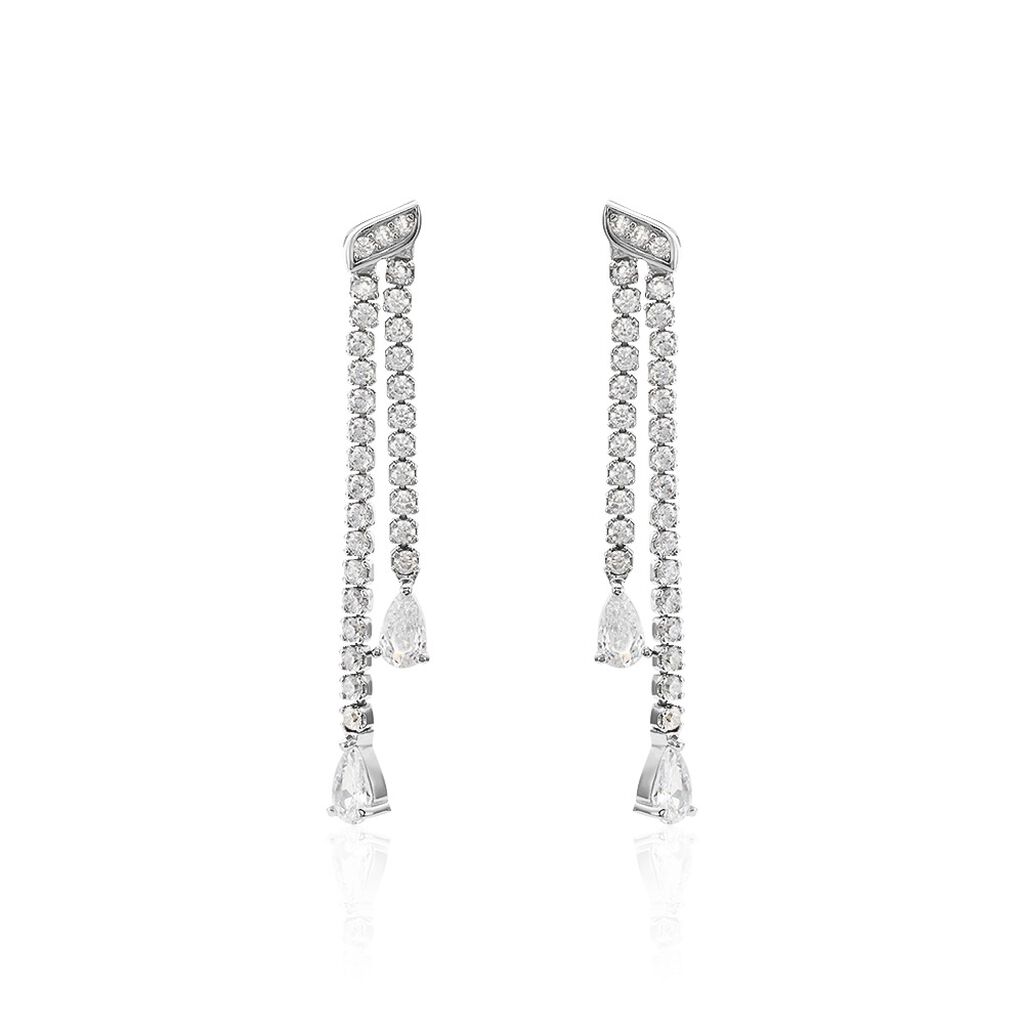 Boucles D'oreilles Pendantes Isalis Argent Blanc Oxyde De Zirconium