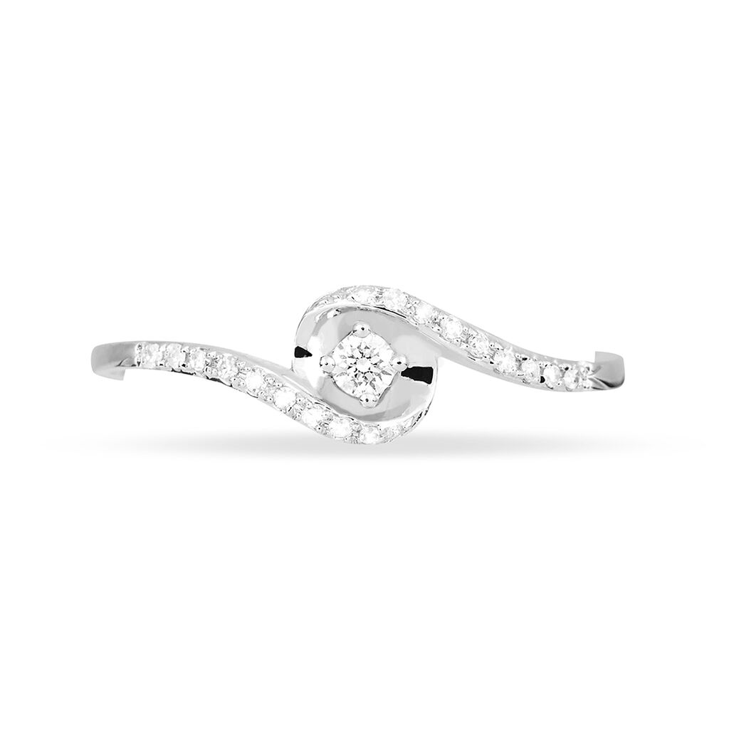 Bague Vrille Accompagnee Or Blanc Diamant - Bagues solitaires Femme | Histoire d’Or