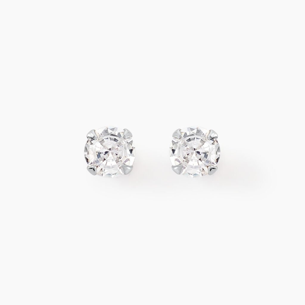 Boucles D'oreilles Puces Laena Argent Blanc Oxyde De Zirconium - Boucles d'oreilles fantaisie Femme | Histoire d&rsquo;Or