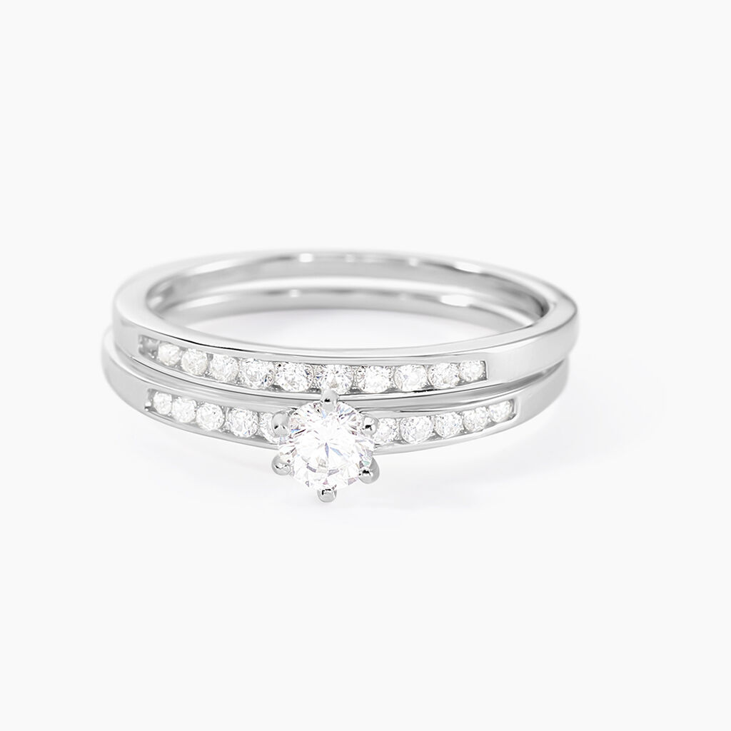 Bague Solitaire Maella Argent Blanc Oxyde De Zirconium - Bagues solitaires Femme | Histoire d&rsquo;Or