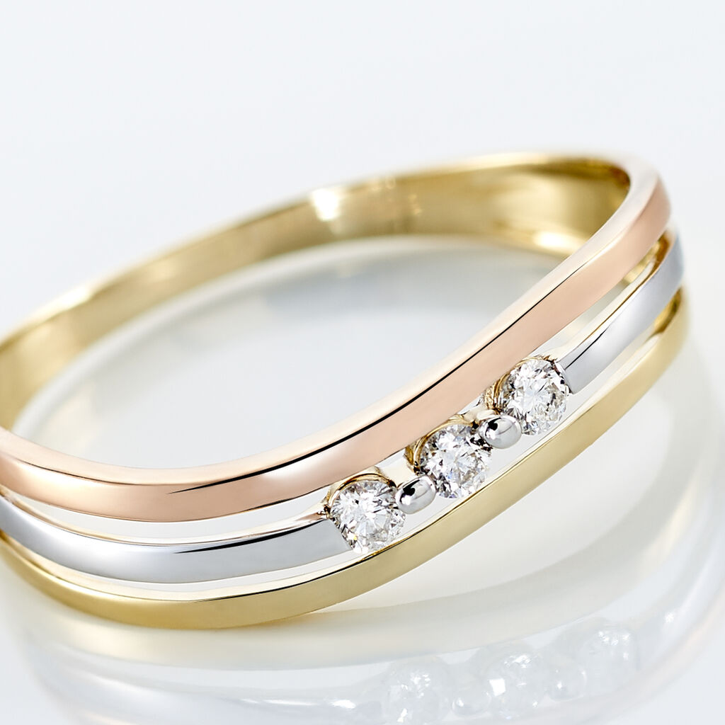 Bague Troyen Or Tricolore Diamant - Bagues avec pierre Femme | Histoire d’Or