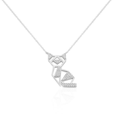 Collier Sautoir Junien Argent Blanc Oxyde De Zirconium - Sautoirs Femme | Histoire d’Or