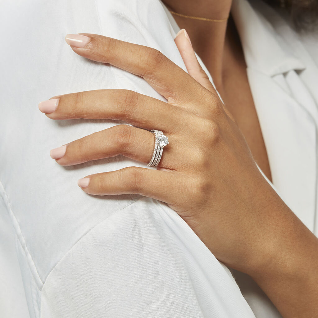 Bague Solitaire Ellora Argent Blanc Oxyde De Zirconium - Bagues solitaires Femme | Histoire d’Or