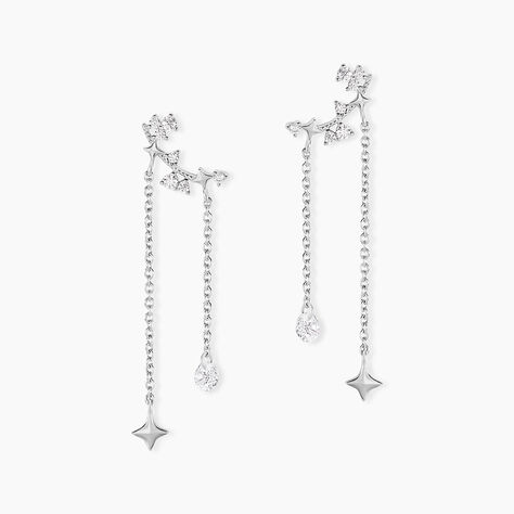 Boucles D'oreilles Puces Claodia Argent Blanc Oxyde De Zirconium - Boucles d'oreilles fantaisie Femme | Histoire d&rsquo;Or