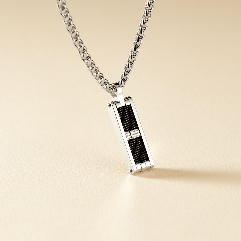 Collier Messy Acier Blanc - Colliers fantaisie Homme | Histoire d&rsquo;Or