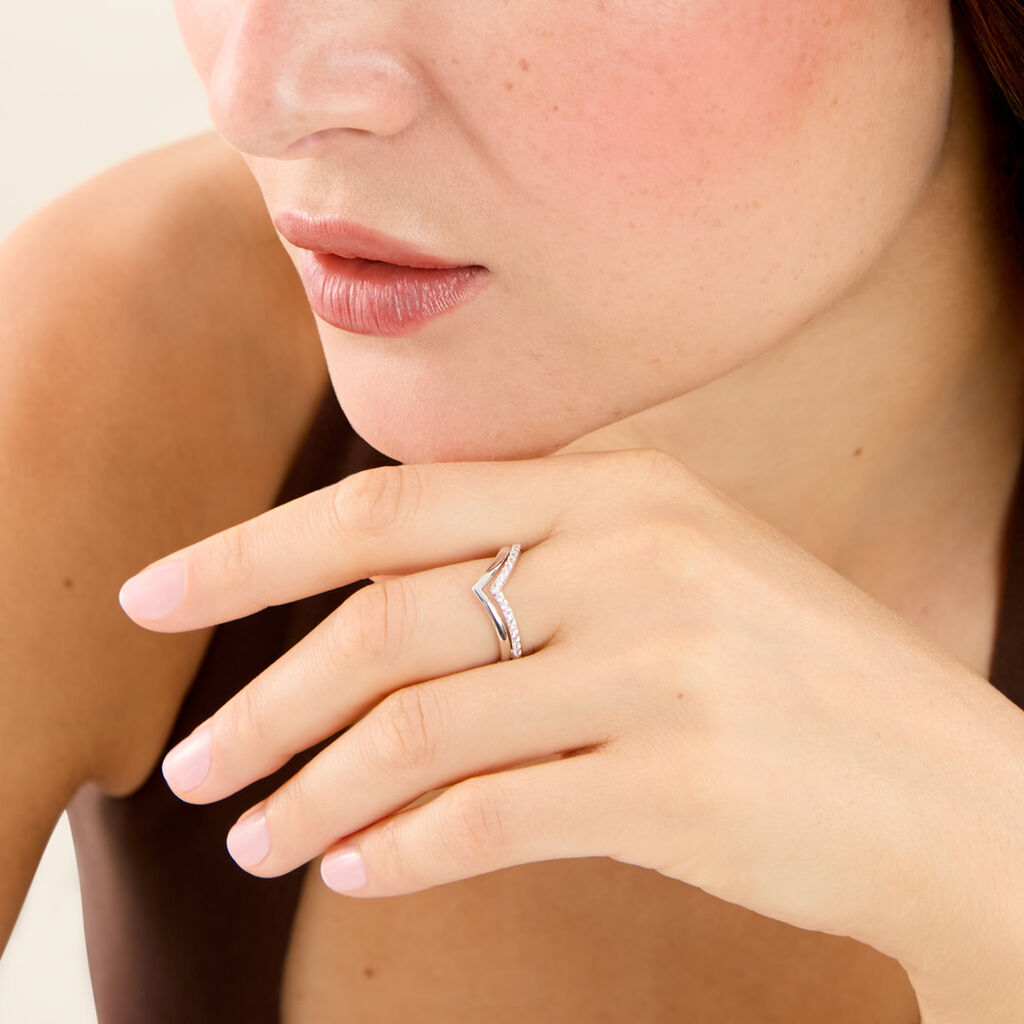 Bague Aile De Mouette Argent Blanc Oxyde De Zirconium - Bagues avec pierre Femme | Histoire d&rsquo;Or