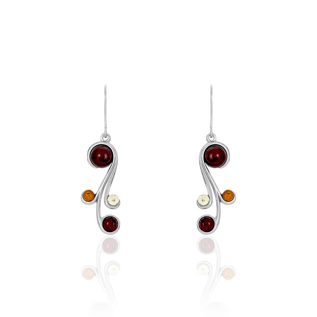 Boucles D'oreilles Pendantes Alexa Argent Blanc Ambre - Boucles d'oreilles fantaisie Femme | Histoire d’Or