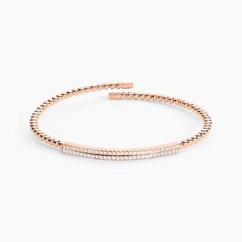 Bracelet Jonc Fuerza Argent Rose Oxyde De Zirconium - Bracelets joncs Femme | Histoire d&rsquo;Or