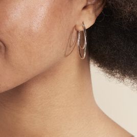 Créoles Marjorie Double Fil Lisse Et Diamanté Argent Blanc - Boucles d'oreilles créoles Femme | Histoire d’Or