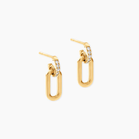 Boucles D'Oreilles Pendantes Esmene Argent Dor&eacute; A L'Or 750/1000 Oxyde De Zirconium - Boucles d'oreilles pendantes Femme | Histoire d&rsquo;Or