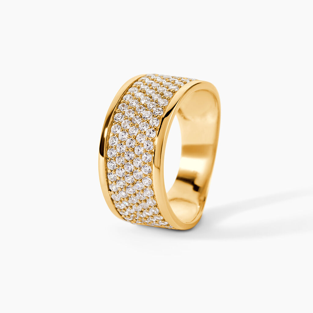 Bague Banda Or Jaune Oxyde De Zirconium - Bagues avec pierre Femme | Histoire d&rsquo;Or