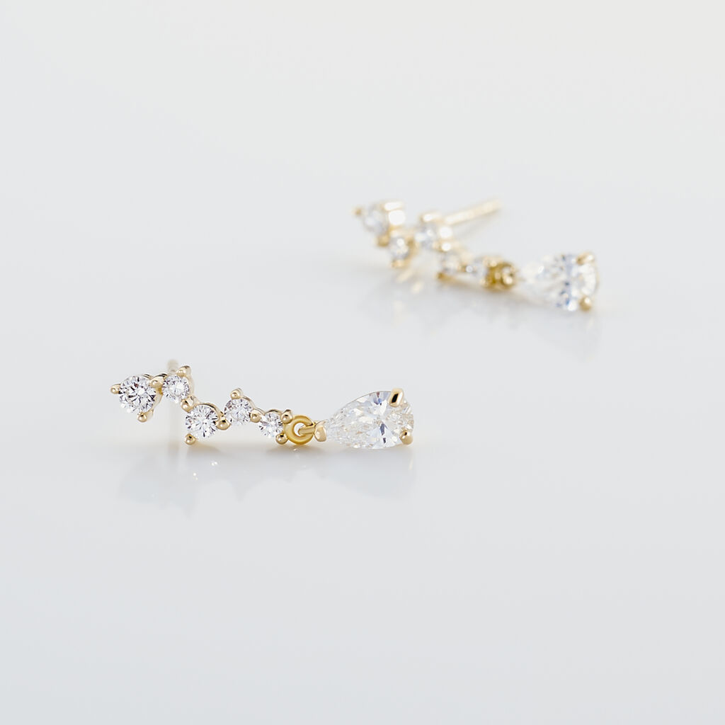 Boucles D'oreilles Pendantes Cegolene Or Jaune Oxyde De Zirconium - Boucles d'oreilles pendantes Femme | Histoire d’Or