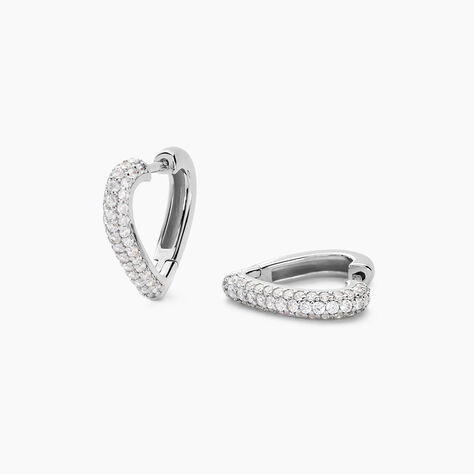 Créoles Declaration Argent Blanc Oxyde De Zirconium - Boucles d'oreilles créoles Femme | Histoire d’Or