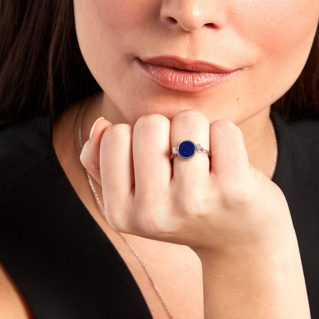 Bague Reversible Argent Blanc Lapis Lazuli Nacre - Bagues solitaires Femme | Histoire d’Or