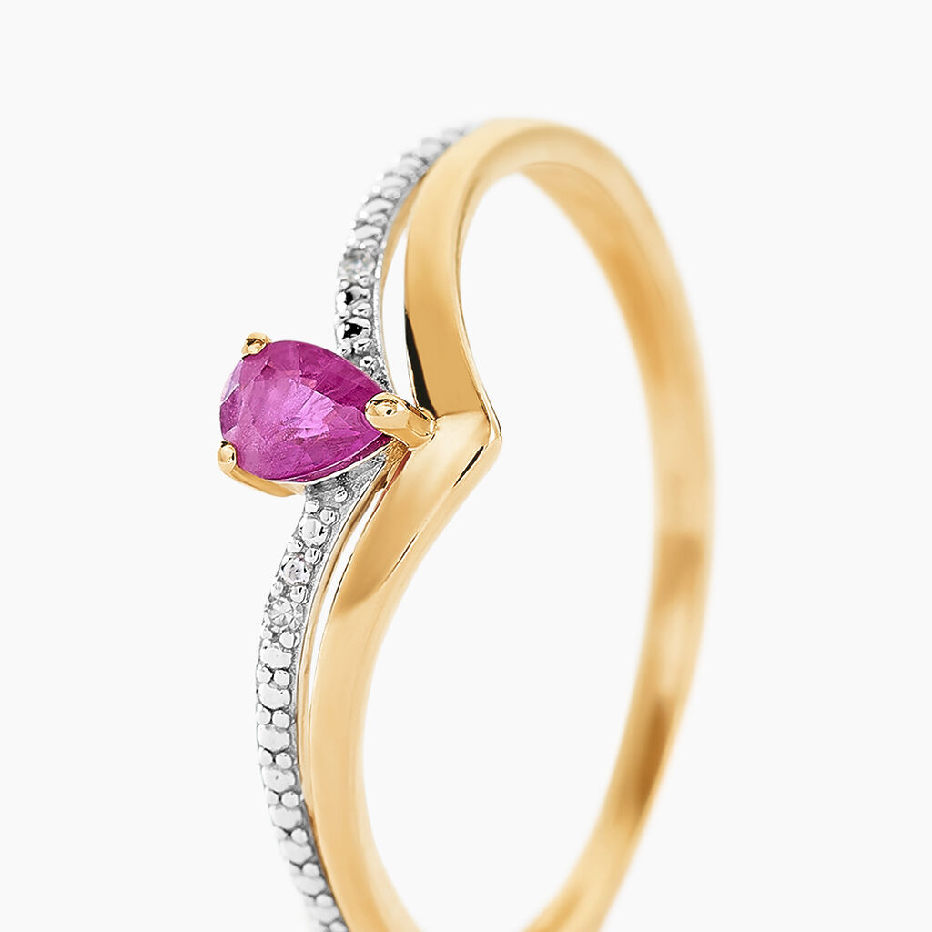 Bague Marjeta Or Jaune Rubis Diamant - Bagues solitaires Femme | Histoire d’Or