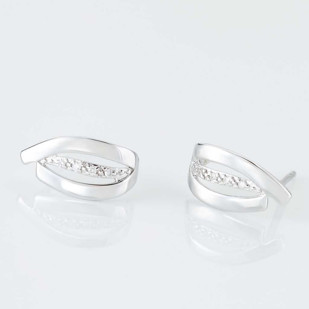 Boucles D'oreilles Puces Aelis Or Blanc Diamant - Clous d'oreilles Femme | Histoire d’Or