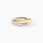 Alliance Entrelacee Diamantee Ruban Plat Or Tricolore - Alliances Unisex | Histoire d&rsquo;Or