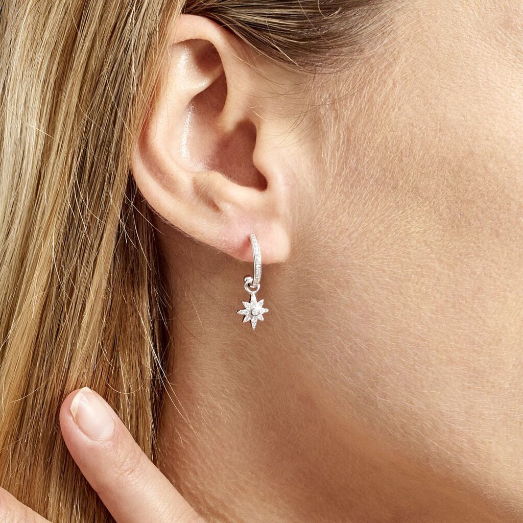 Créole Unitaire Ancelin Rondes Argent Blanc Oxyde De Zirconium - Boucles d'oreilles créoles Femme | Histoire d’Or