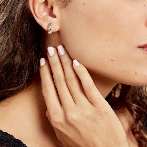 Créoles More Plaqué Or Jaune Pierre Artificielle - Boucles d'oreilles créoles Femme | Histoire d’Or