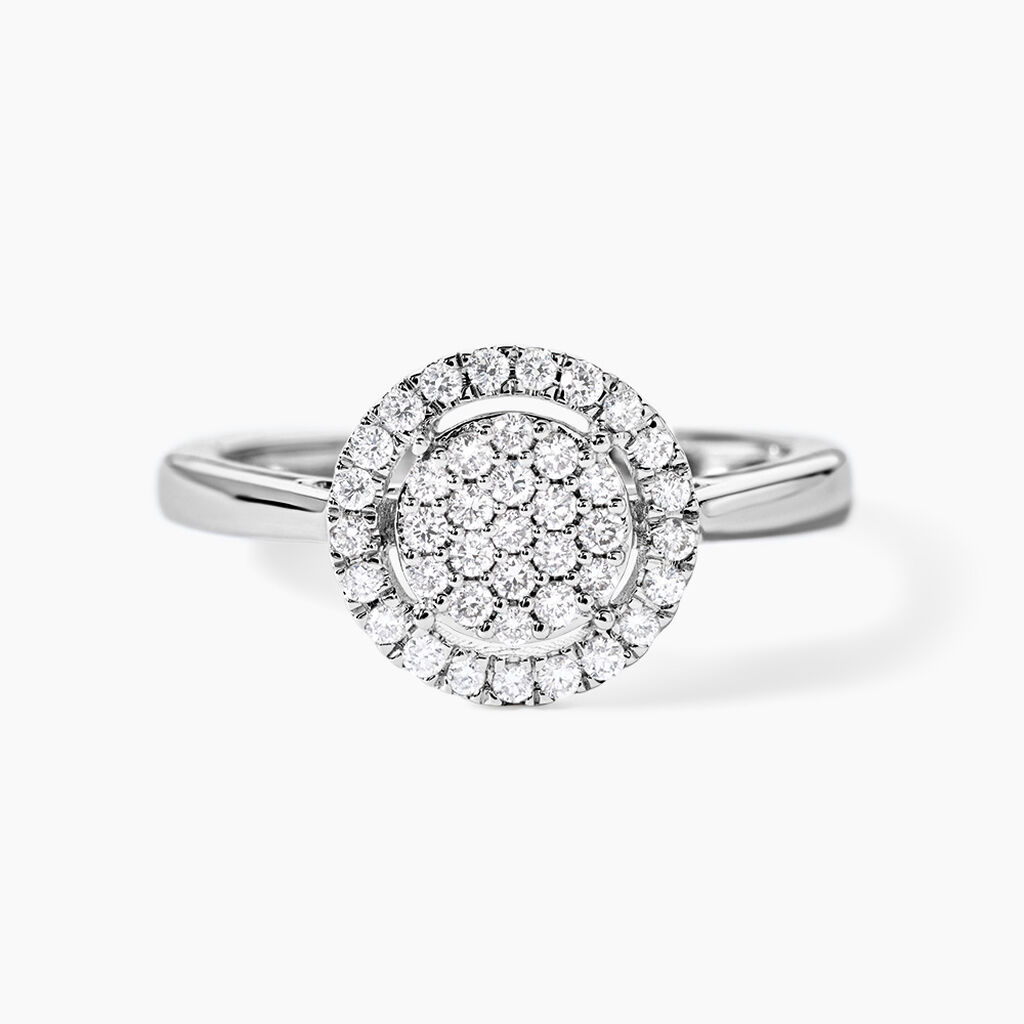 Bague Or Blanc Nawra Diamants Synth&eacute;tiques - Bagues avec pierre Femme | Histoire d&rsquo;Or
