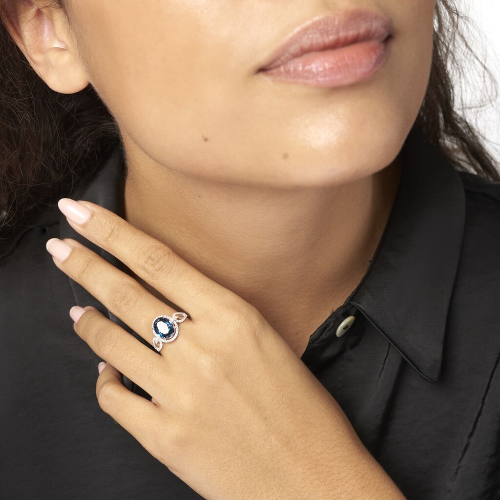 Bague Ayanna Or Blanc Topaze Et Oxyde De Zirconium - Bagues solitaires Femme | Histoire d’Or
