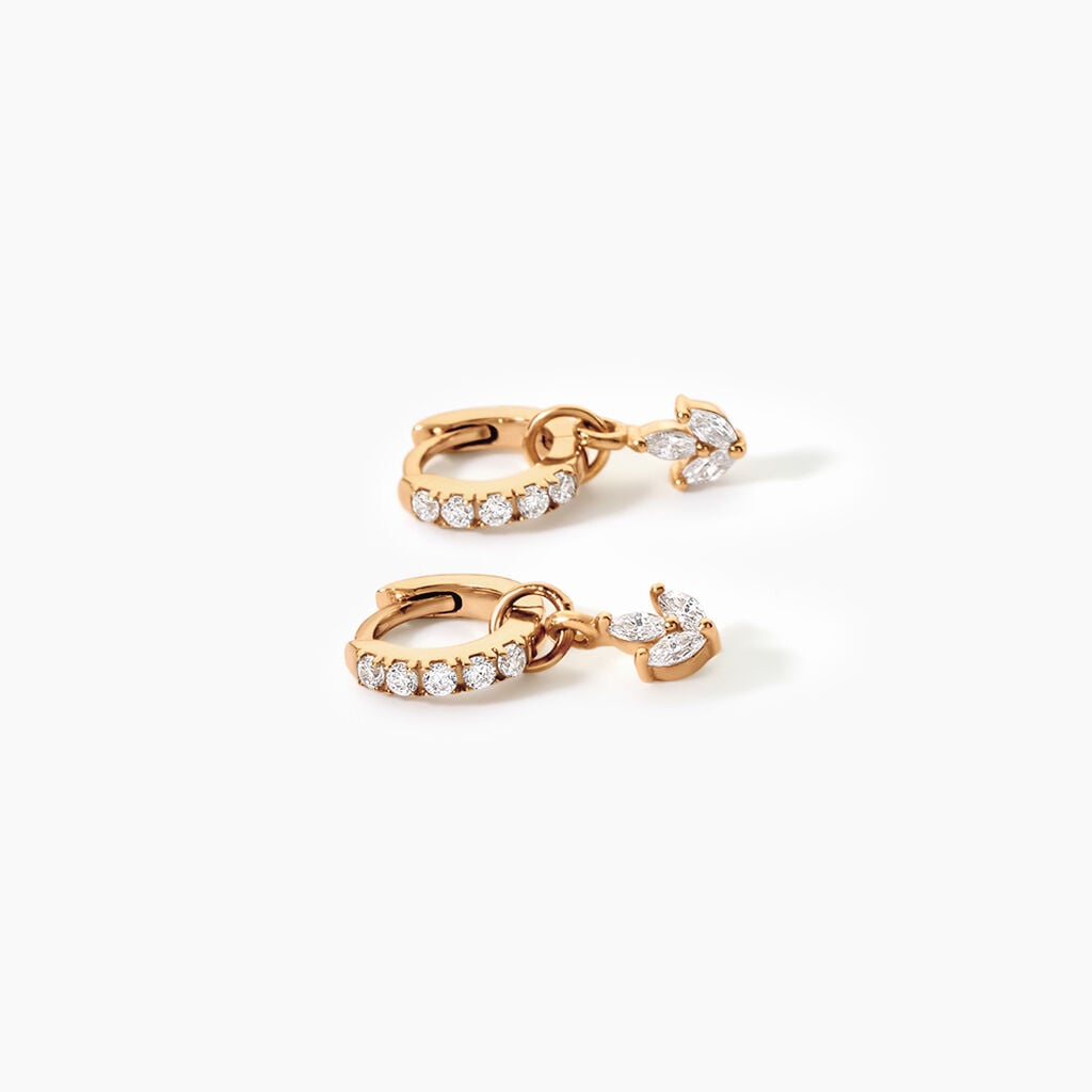Cr&eacute;oles Leokadia Plaqu&eacute; Or Jaune Oxyde De Zirconium - Boucles d'oreilles cr&eacute;oles Femme | Histoire d&rsquo;Or