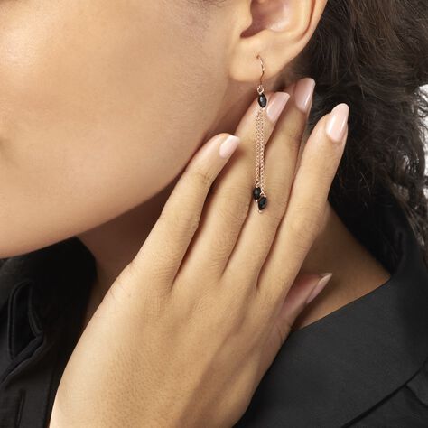 Boucles D'oreilles Pendantes Diamantine Argent Rose Pierre De Synthese - Boucles d'oreilles fantaisie Femme | Histoire d’Or