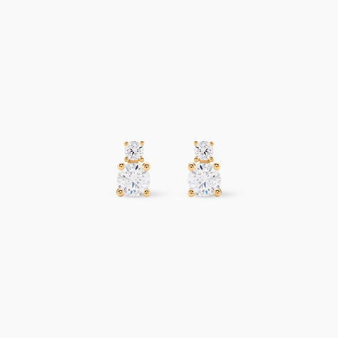 Boucles D'oreilles Puces Constancia Or Jaune Oxyde De Zirconium - Clous d'oreilles Femme | Histoire d&rsquo;Or