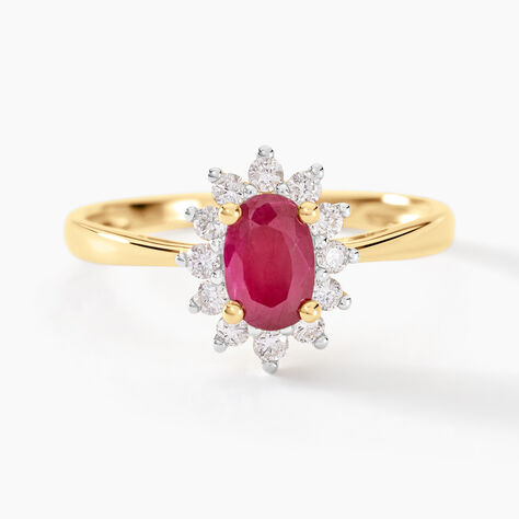 Bague Or Jaune Rubis Diamants - Bagues solitaires Femme | Histoire d’Or