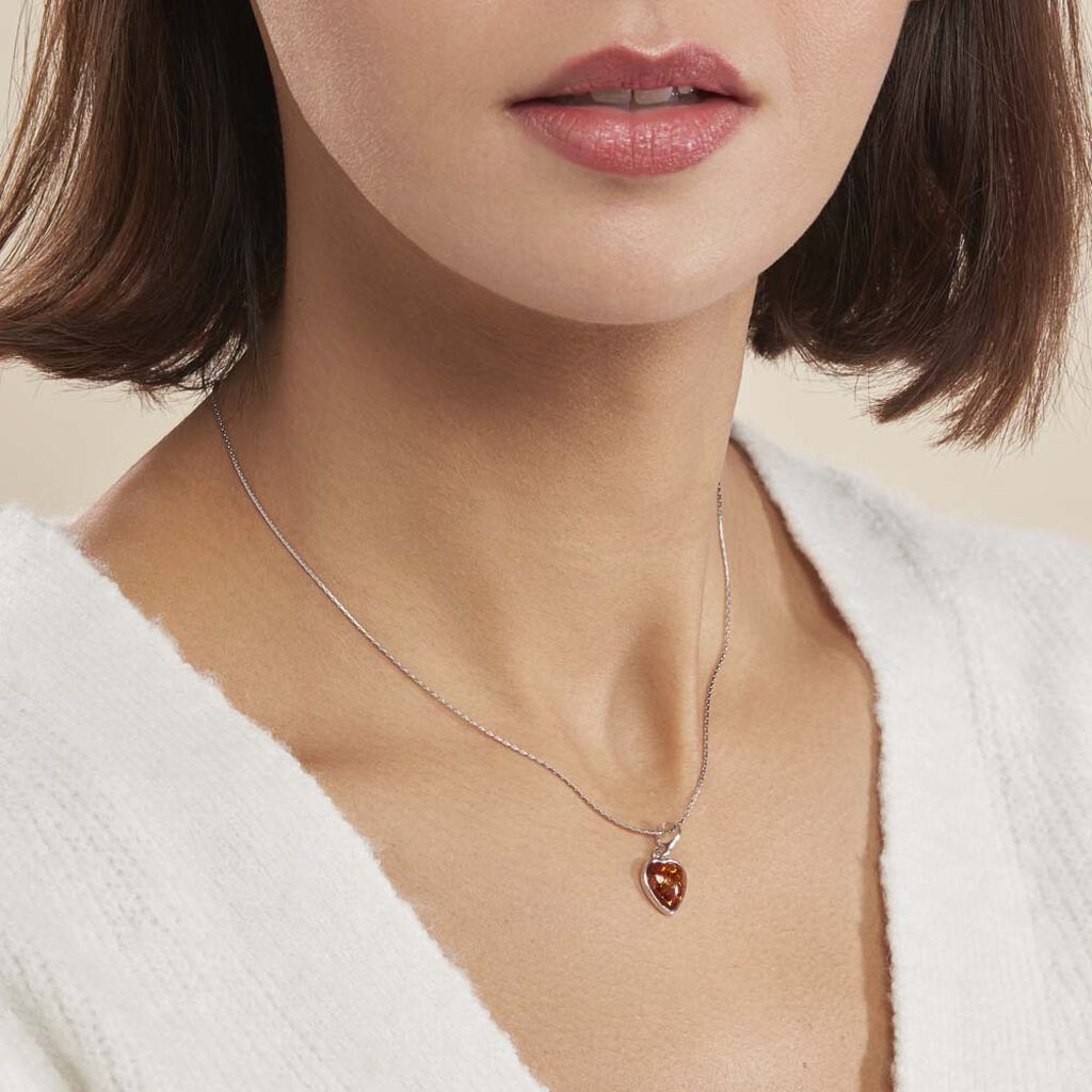 Collier Argent Blanc Karyl Ambre - Colliers Coeur Femme | Histoire d’Or