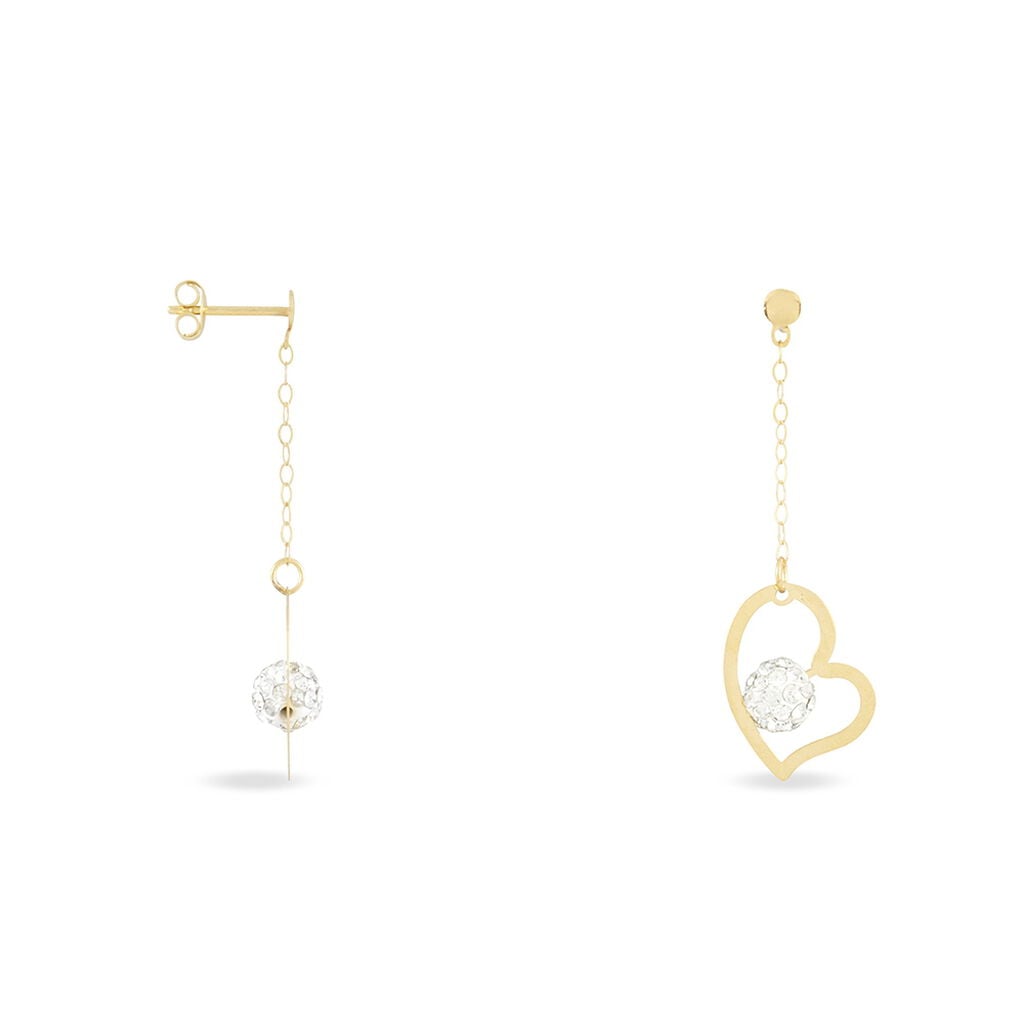 Boucles D'oreilles Pendantes Gwladys Or Jaune Strass - Boucles d'oreilles pendantes Femme | Histoire d&rsquo;Or