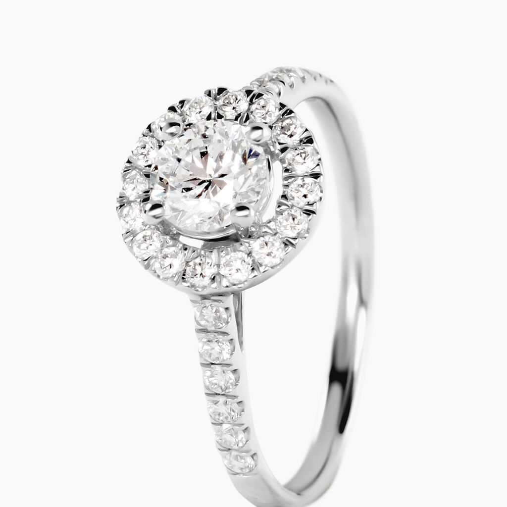 Bague Mentoura Or Blanc Diamant Synth&eacute;tique - Bagues solitaires Femme | Histoire d&rsquo;Or
