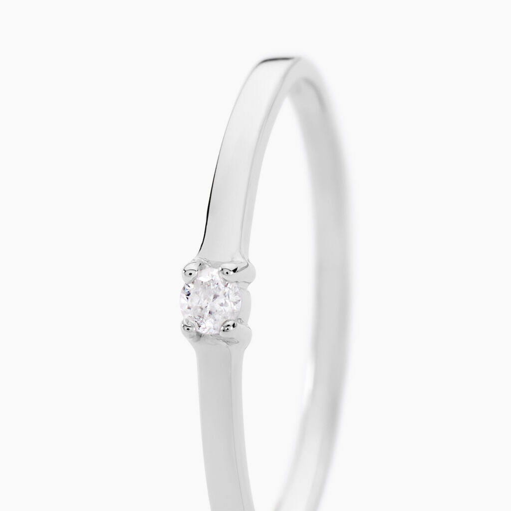 Bague Solitaire Superposition Or Blanc Diamant - Bagues solitaires Femme | Histoire d’Or
