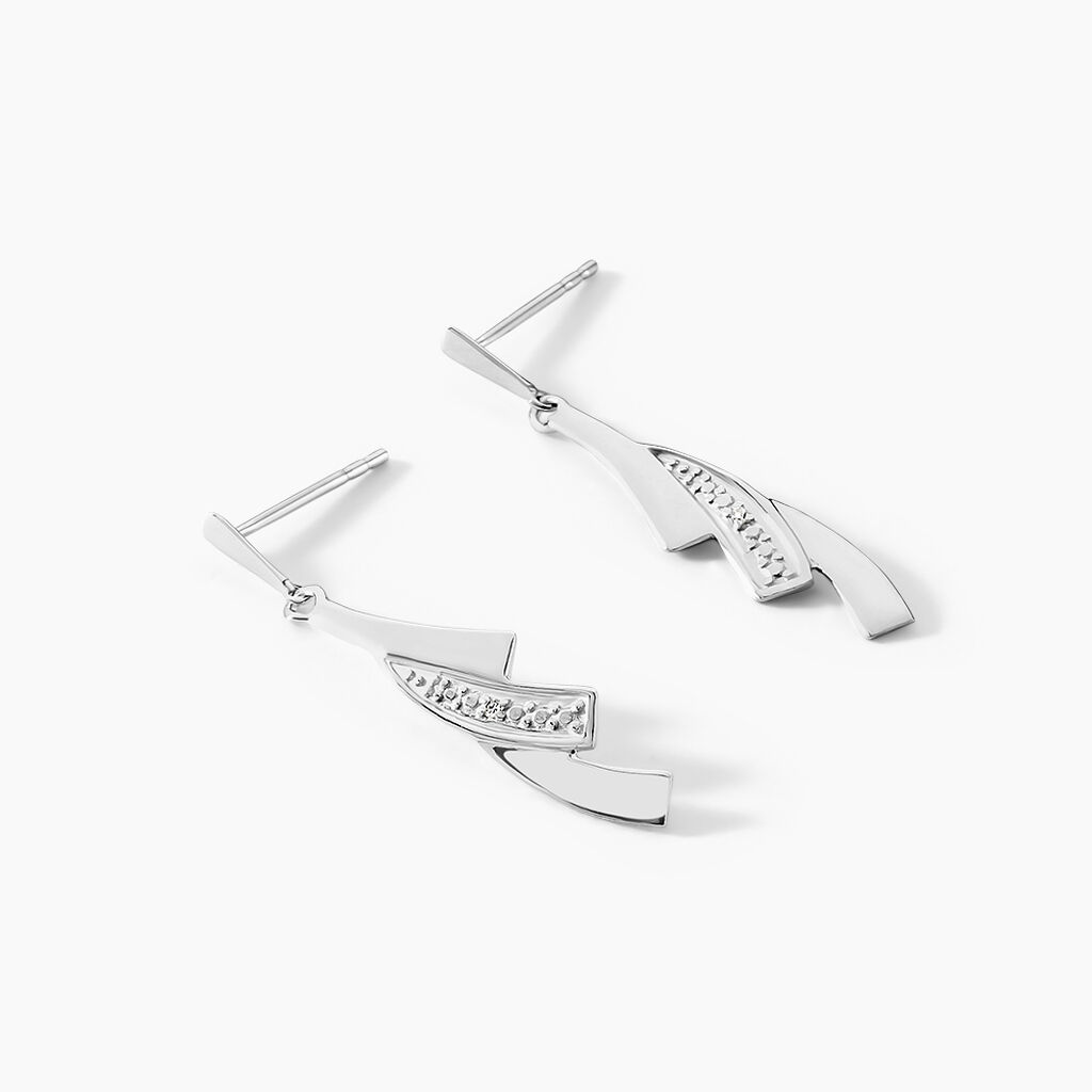 Boucles D'oreilles Pendantes Ainhoa Or Blanc Diamant - Boucles d'oreilles pendantes Femme | Histoire d’Or