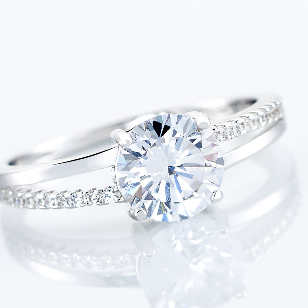 Bague Solitaire Poseidon Argent Blanc Oxyde De Zirconium - Bagues solitaires Femme | Histoire d’Or