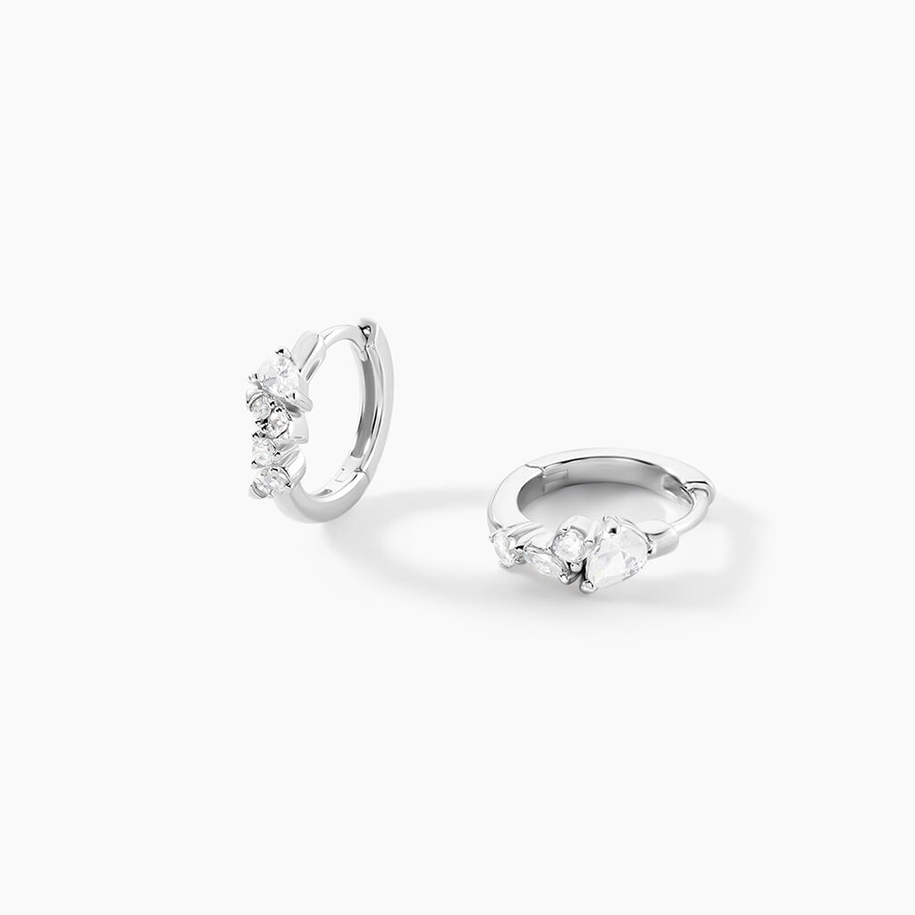 Cr&eacute;oles Eclat d'Aurore Argent Blanc Oxyde De Zirconium - Boucles d'oreilles cr&eacute;oles Femme | Histoire d&rsquo;Or