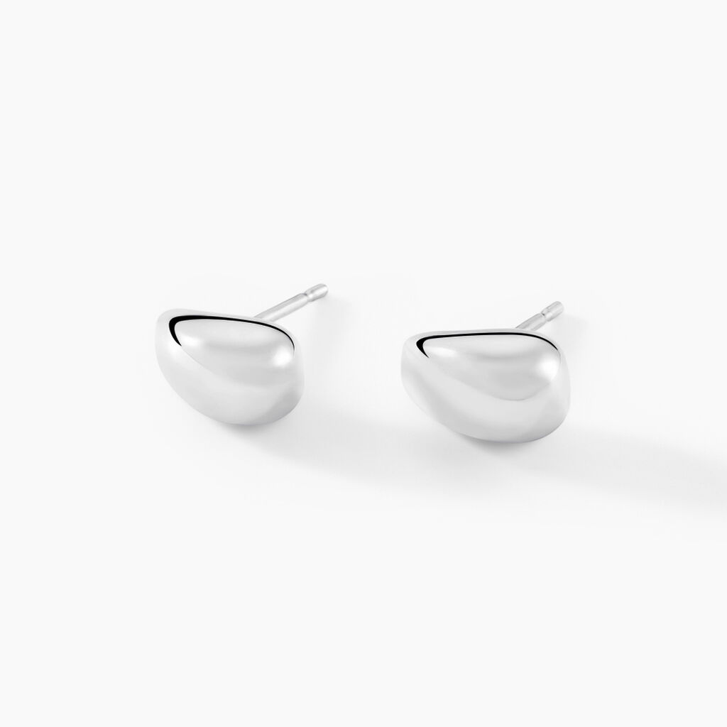 Boucles D'oreilles Puces Curve Argent Blanc - Boucles d'oreilles fantaisie Femme | Histoire d’Or