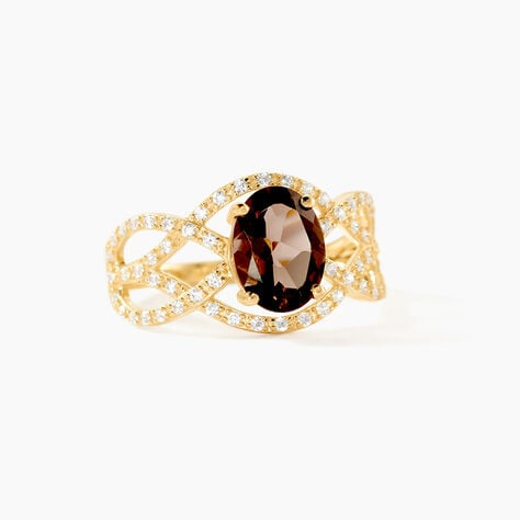 Bague Tina Or Jaune Quartz Et Oxyde De Zirconium - Bagues solitaires Femme | Histoire d&rsquo;Or