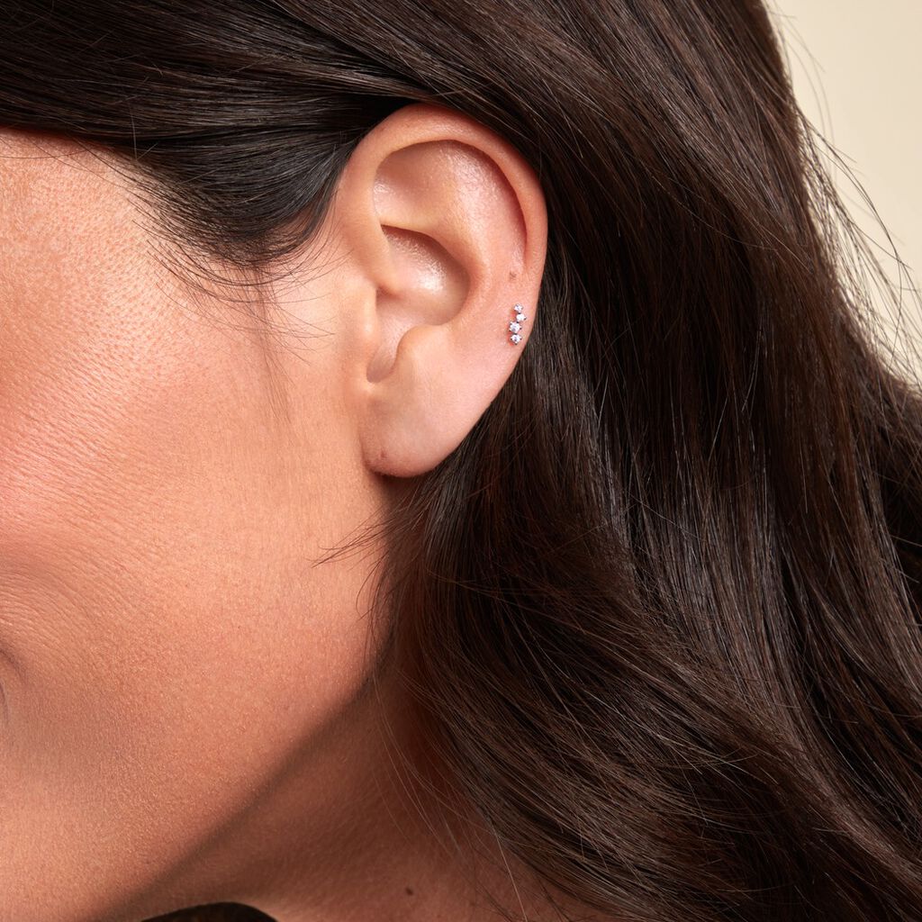 Piercing D'oreille Unitaire Roseau Argent Blanc Oxyde De Zirconium - Boucles d'oreilles fantaisie Femme | Histoire d’Or