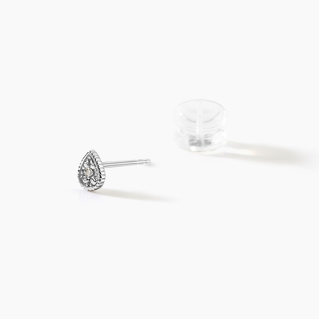 Boucles D'oreilles Puces Mon 1er Diamant Or Blanc Diamant - Clous d'oreilles Femme | Histoire d’Or