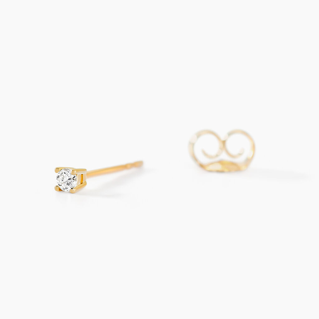 Boucles D'oreilles Puces Aphrodite Or Jaune Diamant - Clous d'oreilles Famille | Histoire d’Or