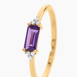 Bague Lavonne Argent Dor&eacute; A L'Or 750/1000 Am&eacute;thyste Oxyde De Zirconium - Bagues solitaires Femme | Histoire d&rsquo;Or