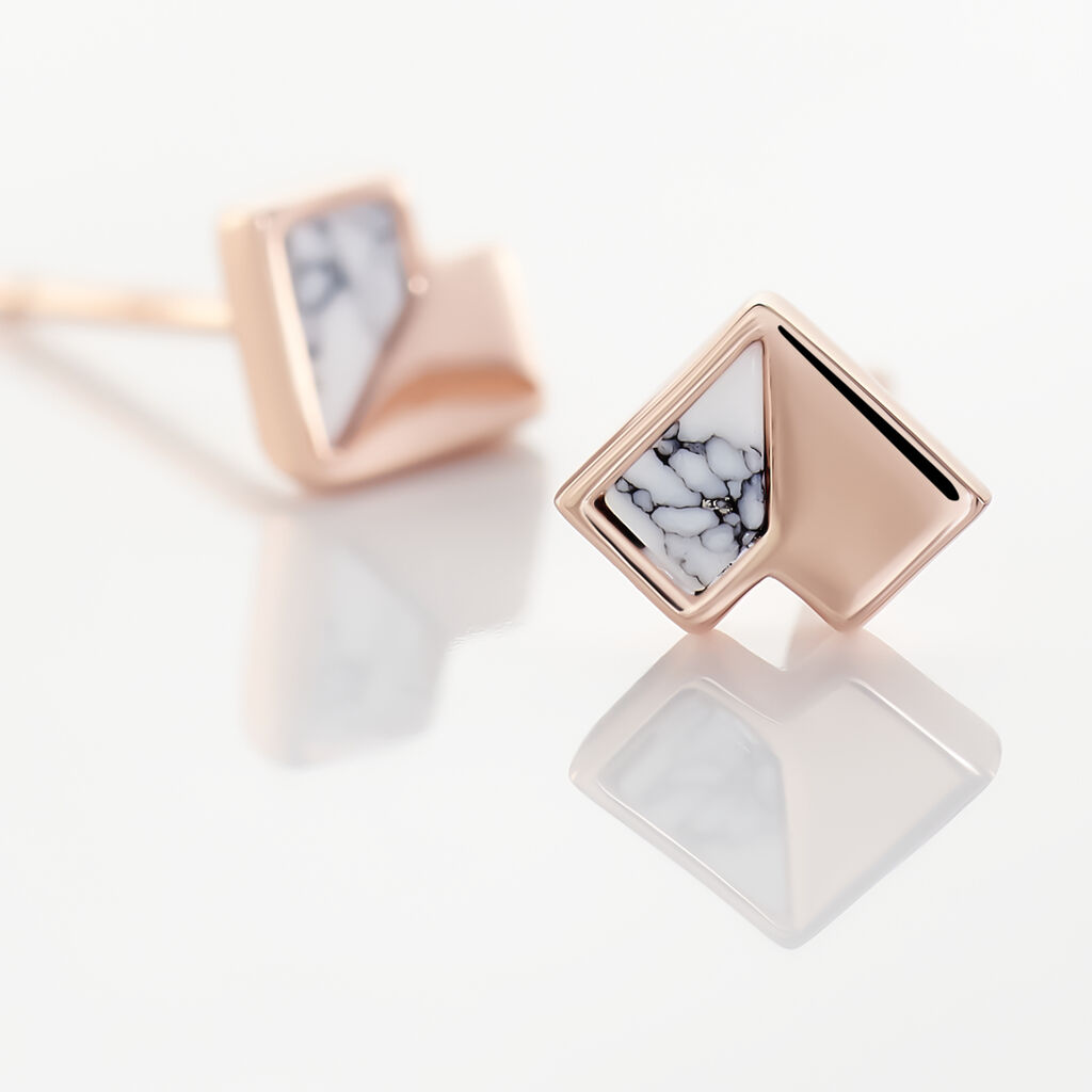 Boucles D'oreilles Puces Rossana Argent Rose Pierre De Synthese - Boucles d'oreilles fantaisie Femme | Histoire d&rsquo;Or