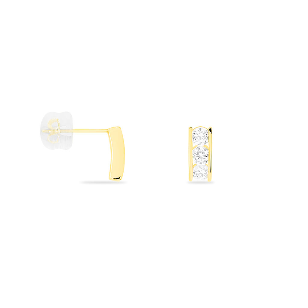 Boucles D'oreilles Puces Rachilda Or Jaune Oxyde De Zirconium - Clous d'oreilles Femme | Histoire d’Or