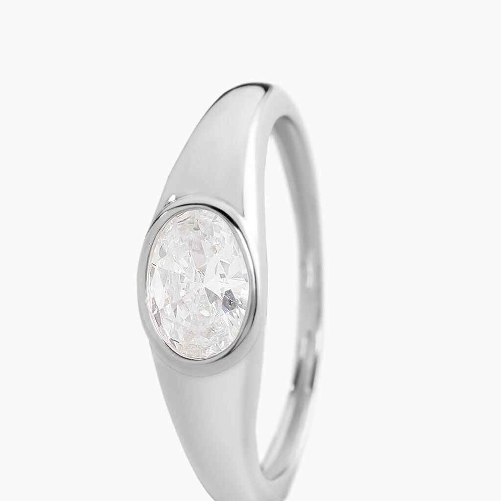Bague Huge Argent Blanc Oxyde De Zirconium - Bagues solitaires Femme | Histoire d&rsquo;Or