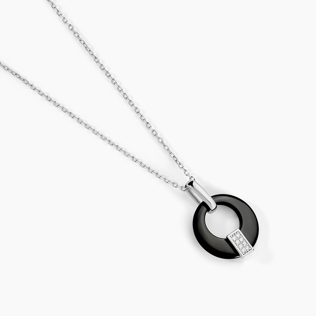Collier Suzanne Argent Blanc C&eacute;ramique Et Oxyde De Zirconium - Colliers fantaisie Femme | Histoire d&rsquo;Or