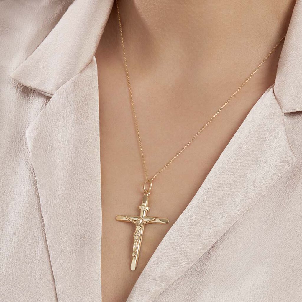 Pendentif Damian Croix Or Bicolore - Pendentifs Baptême Famille | Histoire d’Or