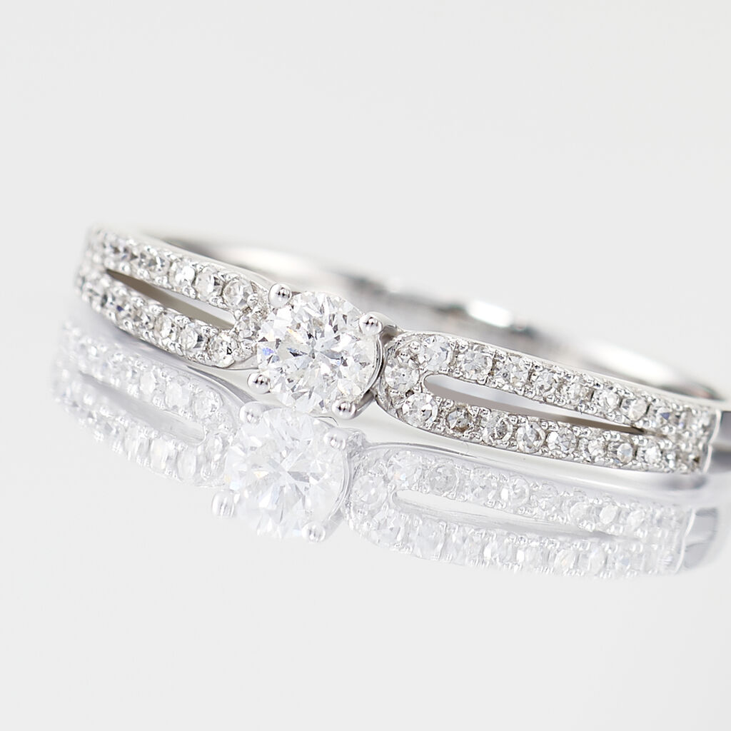 Bague Solitaire Katalina Or Blanc Diamant - Bagues solitaires Femme | Histoire d’Or