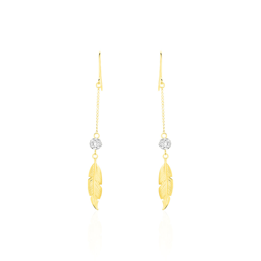 Boucles D'oreilles Pendantes Powoo Or Jaune Strass - Boucles d'oreilles pendantes Femme | Histoire d’Or