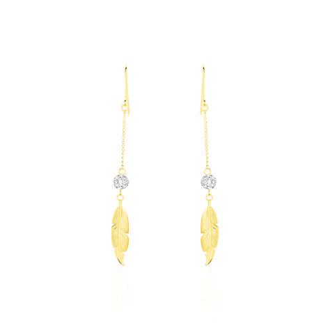 Boucles D'oreilles Pendantes Powoo Or Jaune Strass - Boucles d'oreilles pendantes Femme | Histoire d’Or